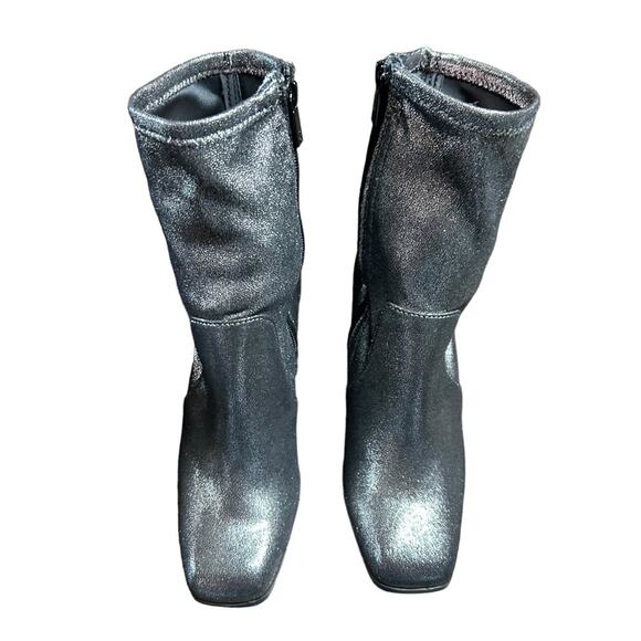 Kenneth Cole Jax Block Heel Stretch Shaft Booties  Shimmery Pewter NEW  Size 7.5 - Picture 2 of 11